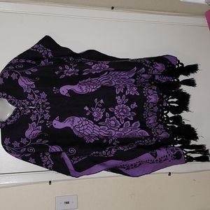 Artesanias poncho authentic Mexican shall peacock soft acrylic blend fringe